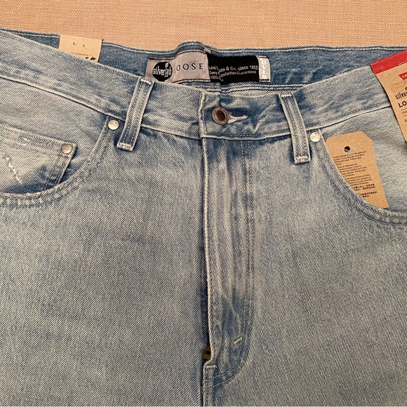 Levis Silver Tab Jeans 36x34 Loose Distressed Tapered Leg Denim Cotton -NWT - Picture 6 of 13